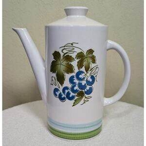 Harmony House, Blue Grapes, Ironstone, 4265, Mid Century Modern, Coffee Pot